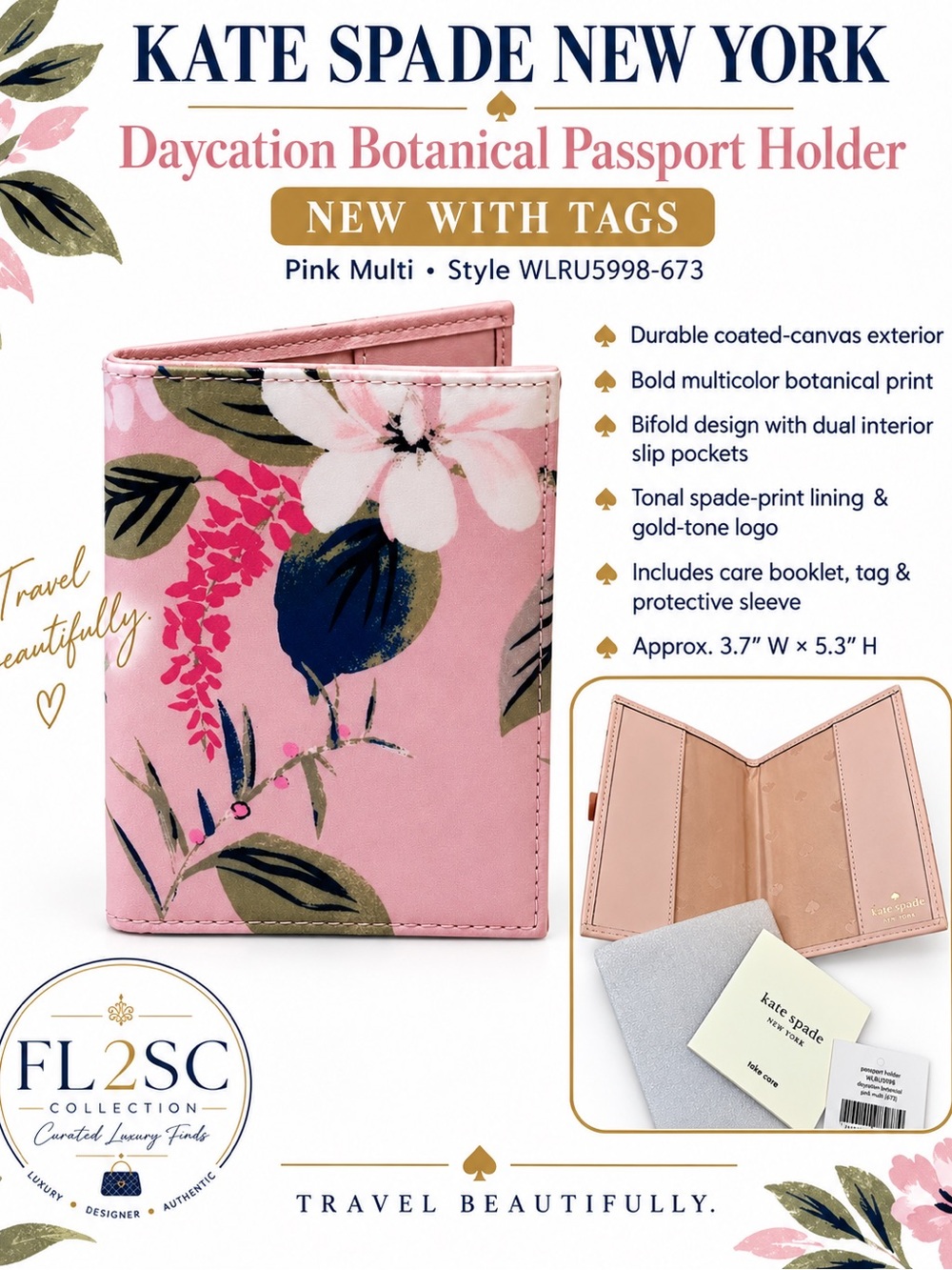kate spade Pink Floral Daycation Passport Holder